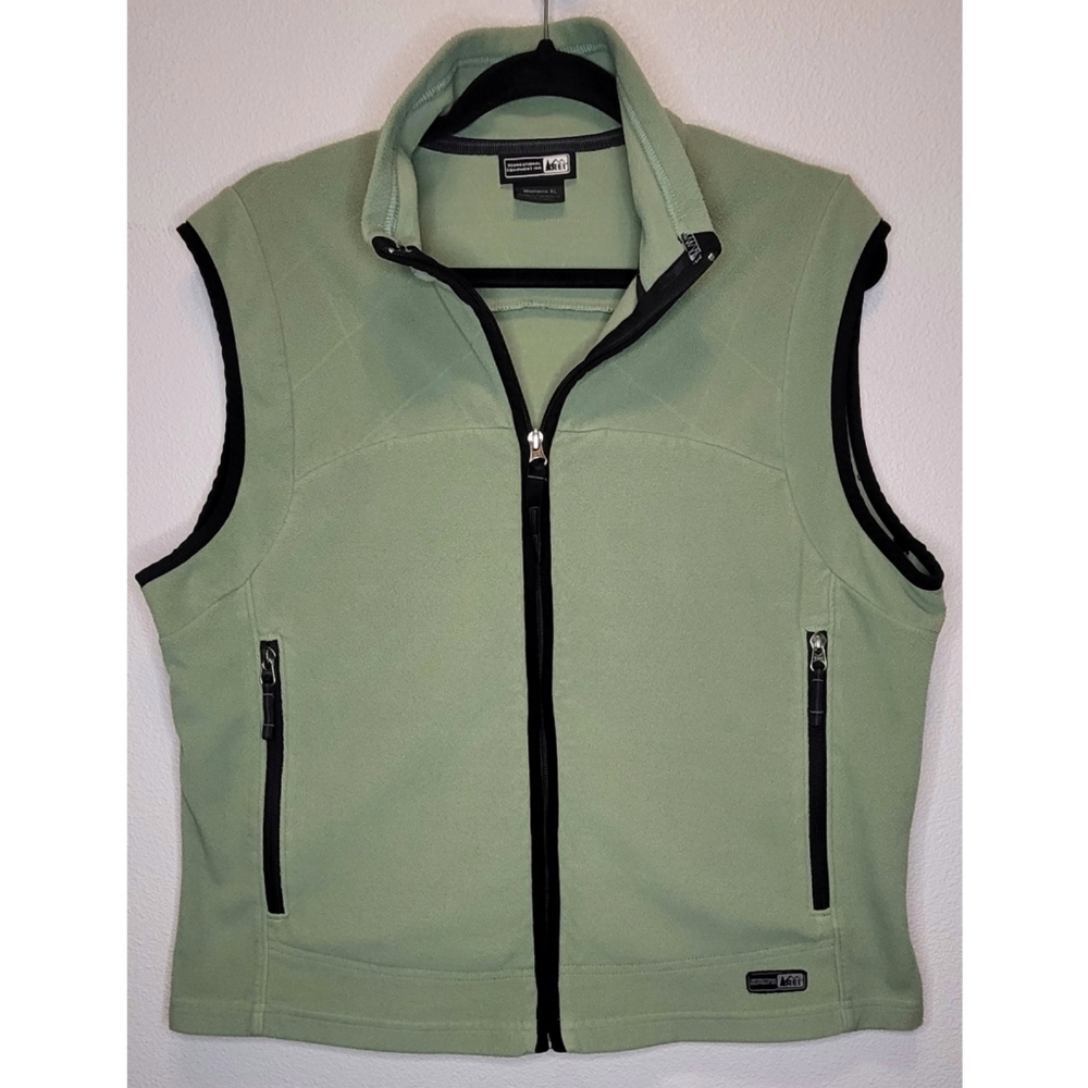 REI Light Green Polartec Wind-Pro Fleece Full Zip Vest XL